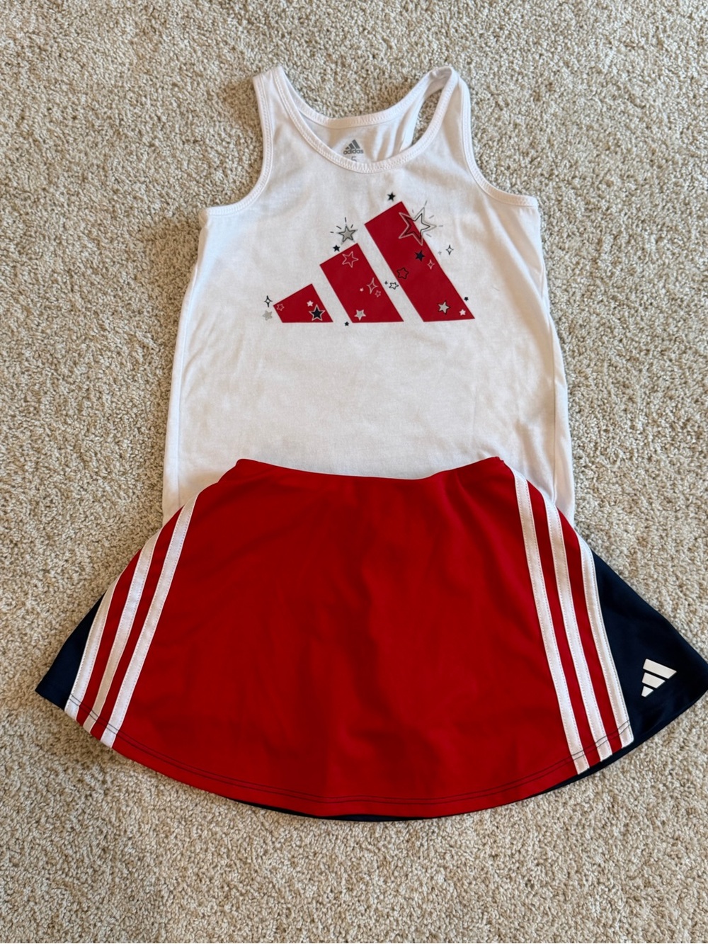 adidas White Tank Top with Red and Navy Skort